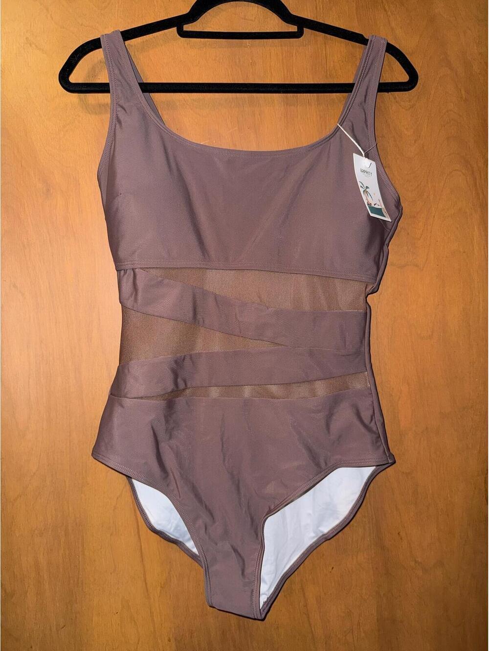 B2PRITY Brown One Piece Swimsuit Size Large NWT
